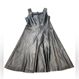 🖤Antonio Melani Black Genuine Leather Midi Dress Size 12 NWT🖤
